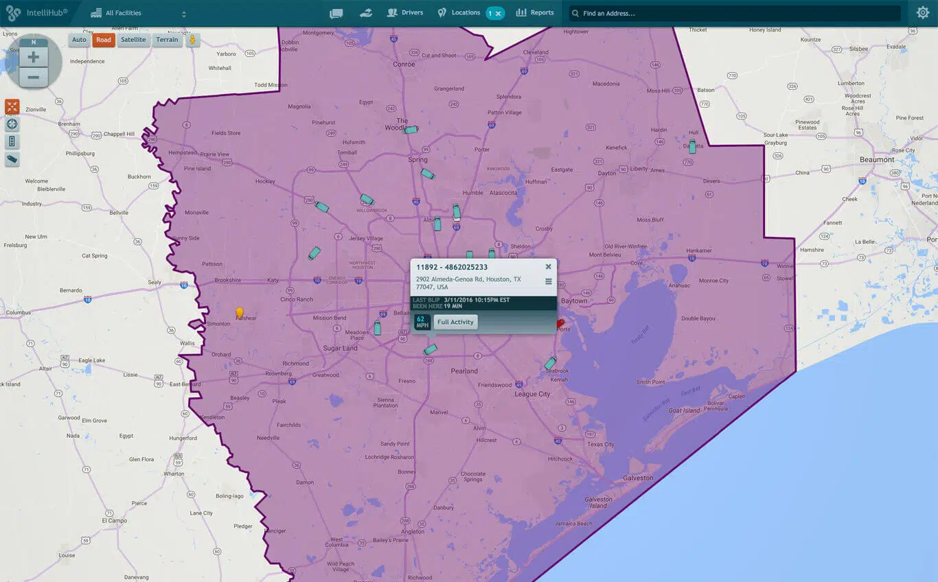 Geofence reports by geographic area