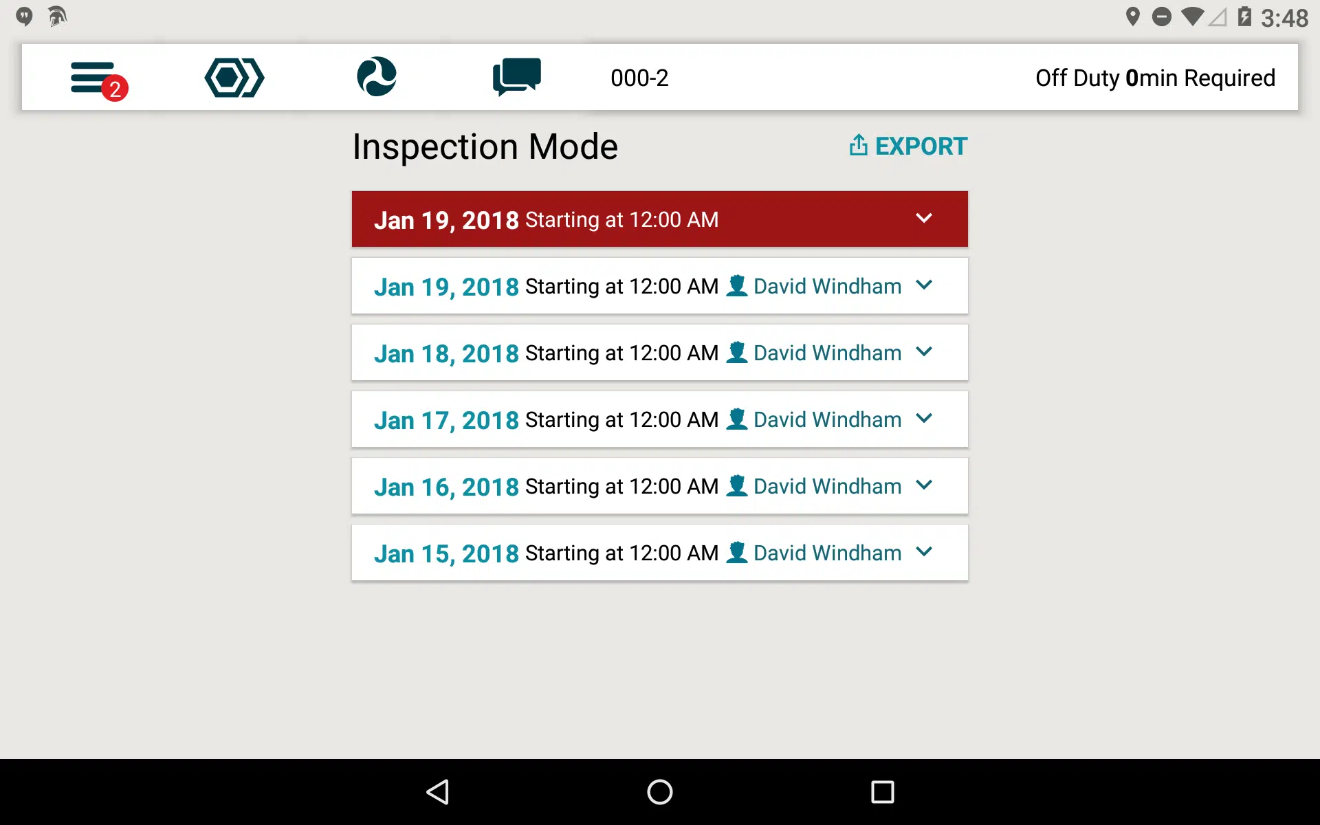 FieldWarrior ELD inspection mode