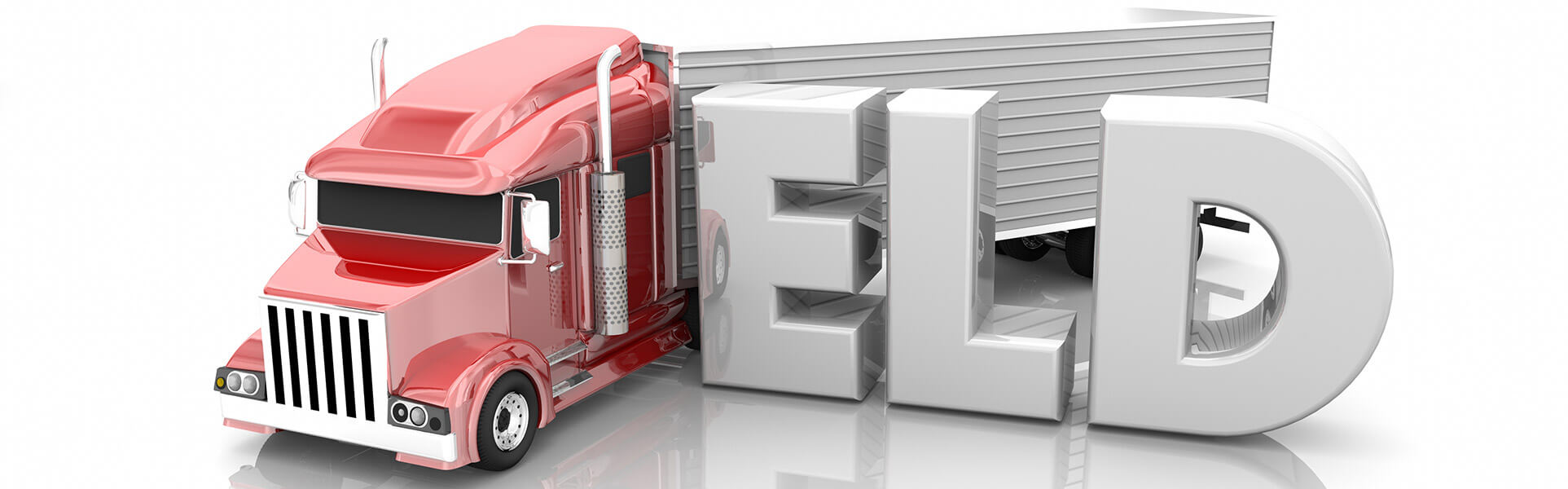 a truck sits in front of the lettres ELD