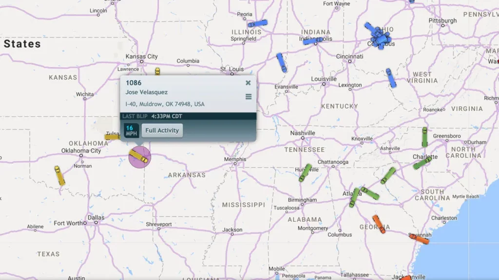 GPS fleet tracking of fleet vehicles.