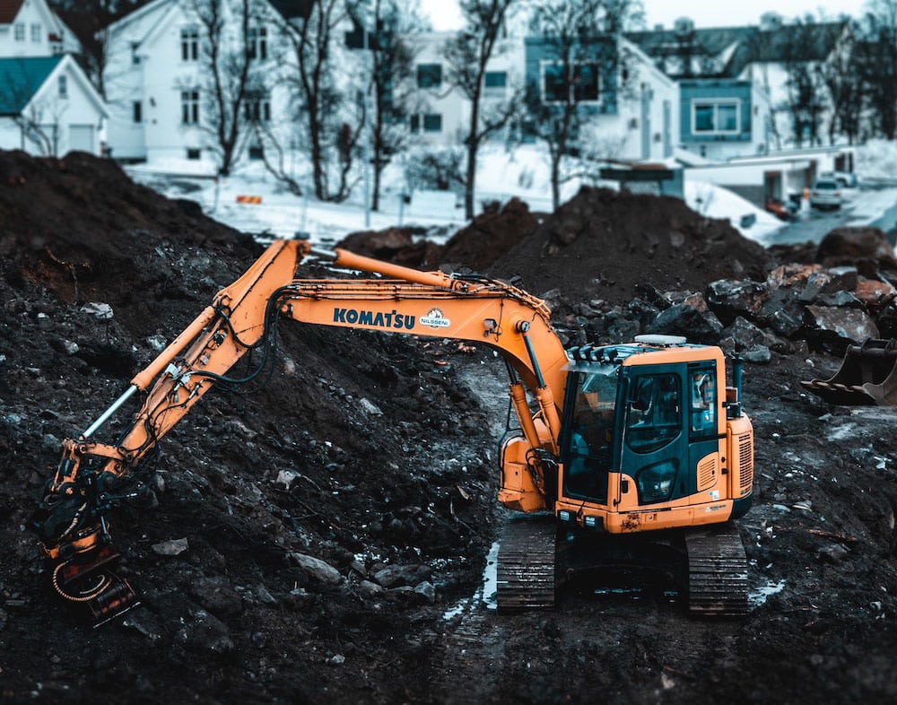 Heavy machinery on a construction site.