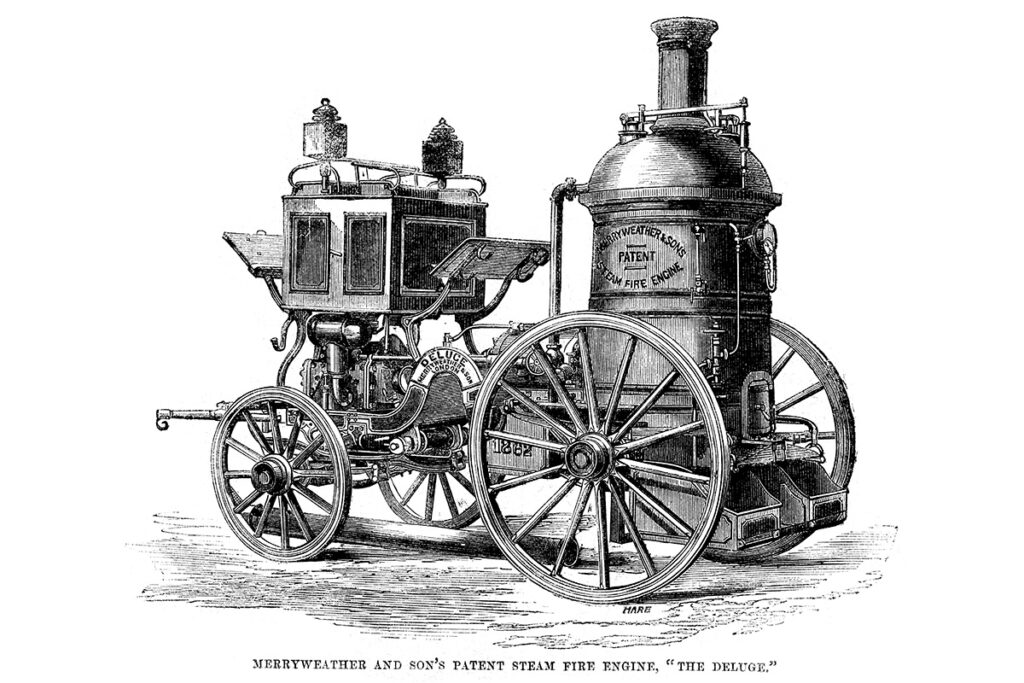 The Deluge Steam Fire Engine ptented by MerryWeather and Son's in 1862.