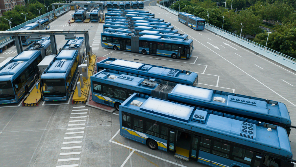 Fleet of electric busses.