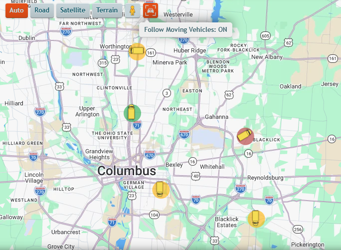 Siga el botón “Movimientos de vehículos” en el mapa de IntelliHub.