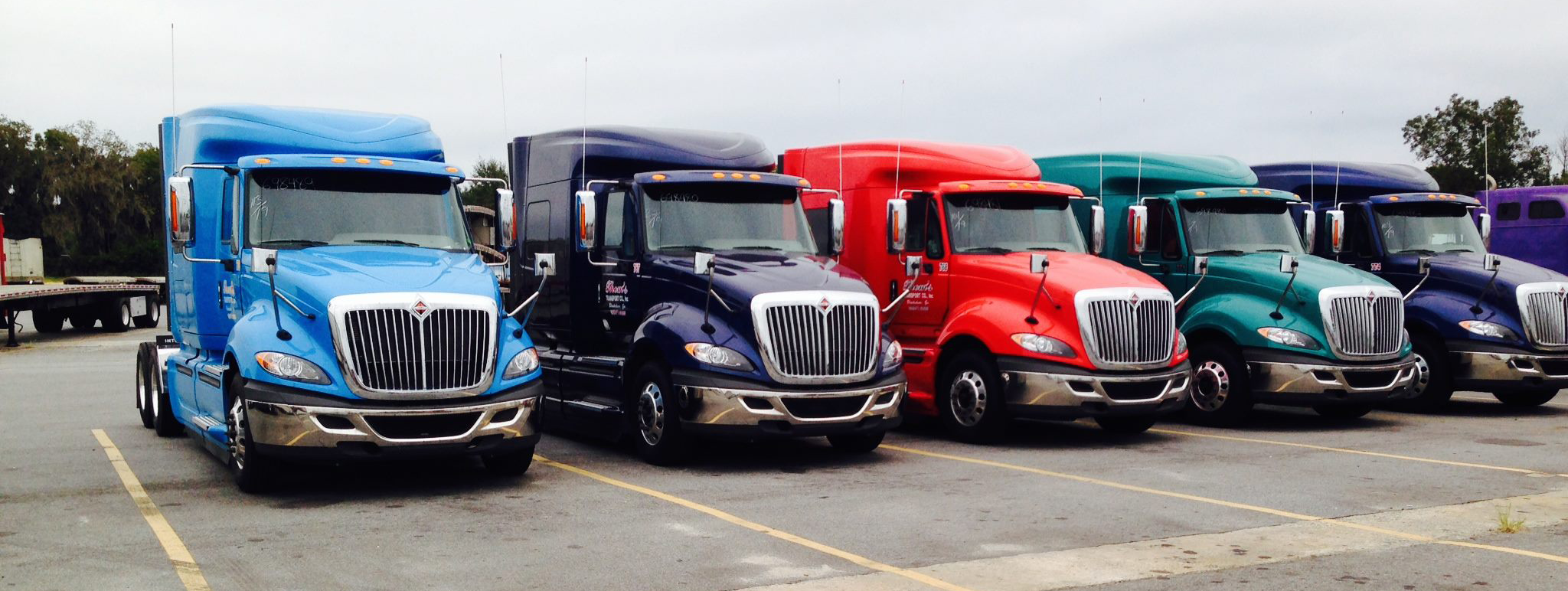 Commercial fleet vehicles equipped with dash cameras.