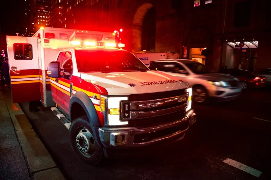Ambulance responding at night