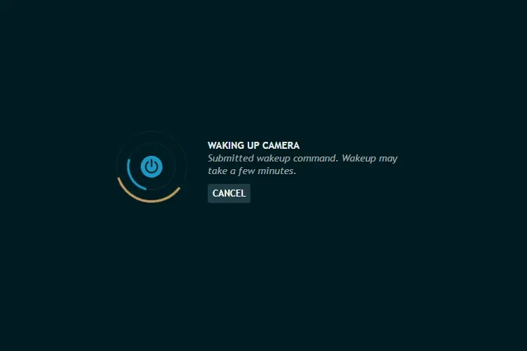 Remote wake command sent to a parked FleetCam in IntelliHub